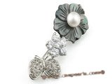 brooch006 flower design freshwater pearl brooch with 18kgp mountting