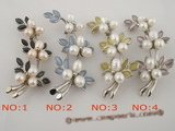 brooch034 wholesale cluster flower pattern pin& brooch with cultured pearl