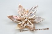 brooch042 Layer blooming flower freshwater biwa pearl brooch& pin wholesale