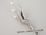 brooch048 Wholesale silver freshawater pearl brooch& pin in calyx pattern