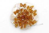 Brooch073 Sparkling Culster Flower Tea Color Crystal Brooch