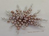 brooch095 Silver Toned purple Freshwater Pearl Chandelier Brooch