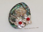 brooch118 Trendy flower design mother of pearl shell brooch in wholesale
