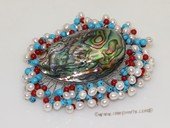 brooch123 Beautiful Shell beads  Brooch With Freshwater Pearl and Gemstone
