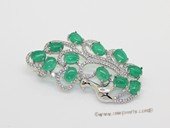 brooch157 Fashion Green Jade Greenstone Silver Tone Brooch