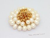 Brooch163 Fashion Gold Toned  Freshwater Pearl Brooch