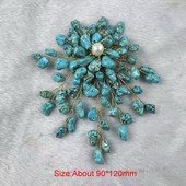 Brooch167 Fashion Silver Toned  Turquoise  Bead Brooch