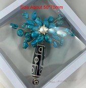 Brooch171 Fashion Silver Toned  Turquoise  Bead Brooch