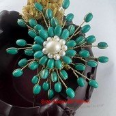 Brooch175 Fashion Silver Toned  Turquoise  Bead Brooch