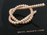 BS02 5pcs natural pink 7-8mm freshwater button pearl strands