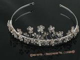 btj020 Wholesale Sparkle culster flower Rhinestone Angel Tiara