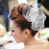 btj047 Pretty  mesh and organza hair accessories bridal freshwater pearl headpiece