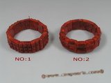 cbr036 oblong red coral spring bracelets in whoelsale