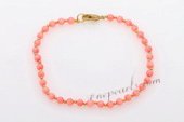 Cbr044 Design 4mm Pink Coral beads Bracelet For the Fall