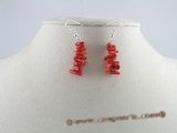 ce007 handcrafted branch red branch coral sterling dangle earrings