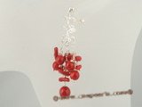 ce030 Red Coral and Sterling Silver Chandelier earrings