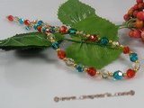 chn010 Multicolor Austria crystal &champagne seed pearl Christmas necklace jewelry