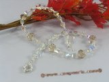 chn012 Faceted Austria crystal Christmas necklace with seed pearl beads