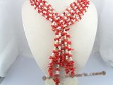 cn001 three strands red branch coral beads necklace 45 inch in length