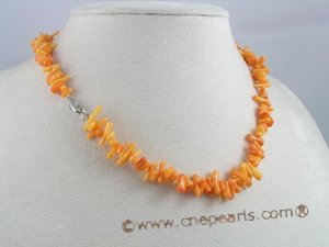 cn004 Beautiful branch coral beads necklace with a silver lobster clasp