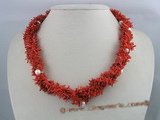 cn006 four strands red branch coral beads twisted necklace