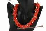 cn007 four strands saffron yellow branch coral beads twisted necklace