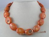 cn010 saffron yellow oval shape coral beads necklace wholesale