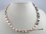 cn026 Rice shape cultured pearl &coral beads single necklace in wholesale