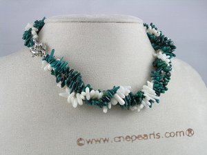 cn029 Triple strand branch coral twisted necklace in multicolor