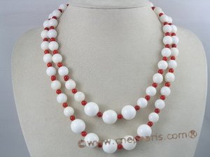 cn035 Double strands gradual change Deep sea tridacna & coral necklace