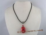 cn065 Hand crafted 22*30MM oval red coral pendant necklace