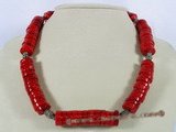cn067 red coin coral beads necklace for wholesale