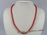 cn100 6mm red round coral beads single strand necklace