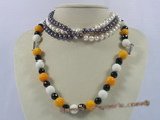 cn107 triple strands cultured pearl & coral Multi-

purpose necklace