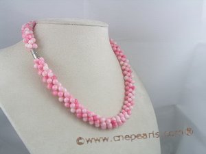 cnset002 Hand knotten 5mm pink round Coral beads necklace&bracelet sets