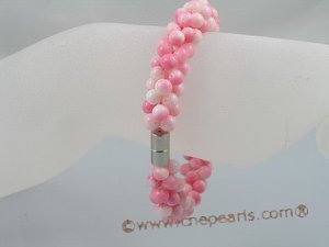 cnset002 Hand knotten 5mm pink round Coral beads necklace&bracelet sets