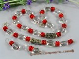 cnset030 Gorgeous red disc coral &baroque crystal christma jewelry set