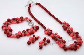 Cnset042 Stunning Designer Mixcolor Coral Gemstone Lariat Necklace