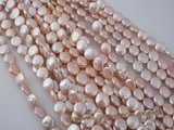 coin026 wholesale 8-9mm freshawater coin pearl strands in pink color