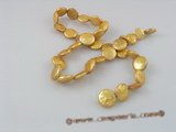 coin_04 12mm yellow cultured coin shape freshwater pearl strands