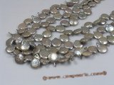 coin_14 12mm grey side-dirlled coin pearl strands wholesale