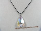 CP017  34*38mm tear-drop faceted Austria crystal pendant with sterling enhancer mounting