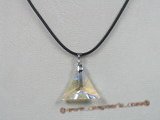 CP018 25mm triangular faceted Austria crystal pendant with sterling enhancer mounting