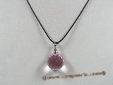 CP020 19mm pink round faceted Austria crystal pendant with sterling enhancer mounting