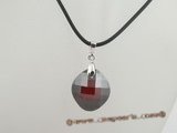 CP021 Wine red faceted round Austria crystal 925silver enhancer pendant