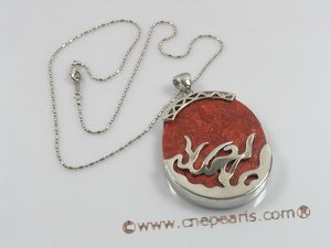 cpd001 18KGP 40*52mm red oval coral Pendant