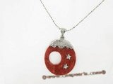 cpd005 wholesale 40mm round shape red coral Pendant