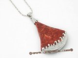 cpd007 Hand worked 50*70mm red coral pendant in fanlike