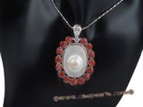 cpd009 Hand wrapped 45*60mm oval shape red coral pendant in wholesale