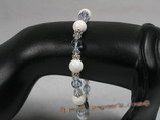 crbr017 round deep sea tridancna with faceted crystal beads beach bracelet